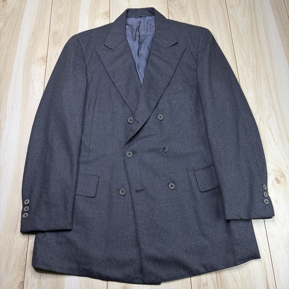 VTG 60s O'Connell's Double Breasted Flannel Wool Half-Lined Blazer Mens 40R